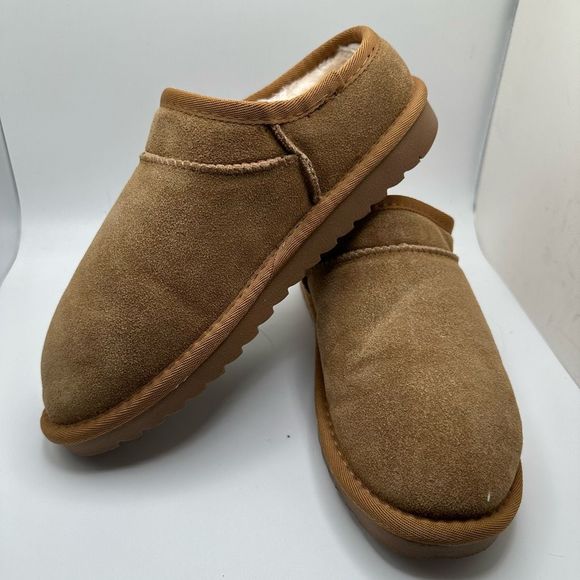 CUSHIONAIRE Women's Faux Shearling Genuine Suede cozy mule slippers +Memory Foam - Picture 7 of 7